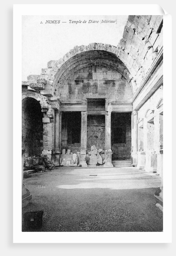 Ruined interior of the Roman Temple of Diana, Nimes, France by Anonymous