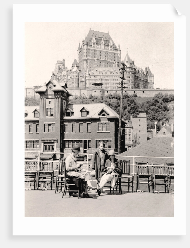 Miss Simpson & Jeane on deck of Steamboat, l'isle d'Orleans, Quebec Wharf by Anonymous