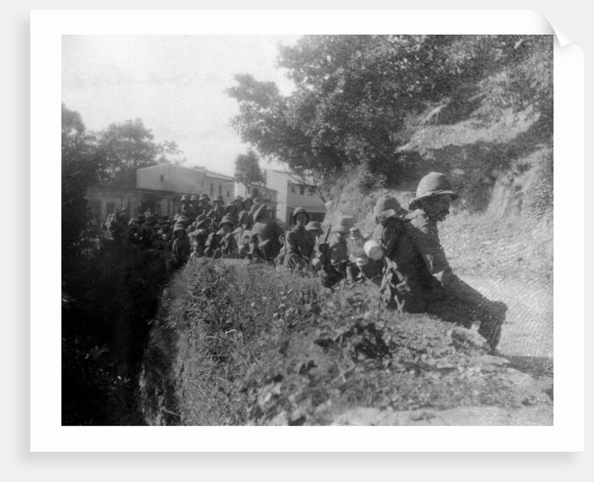 British soldiers resting on a route march, between kalsi and Chakrata, India by Anonymous