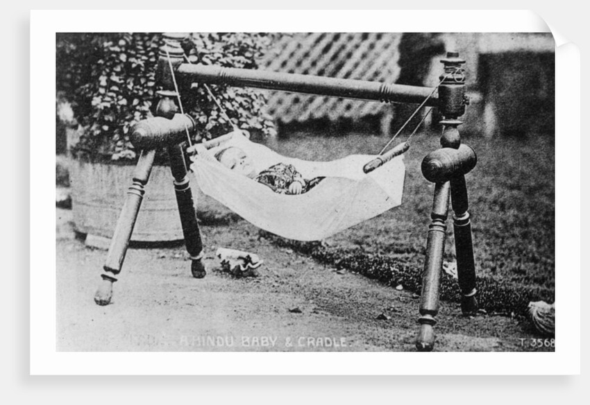 Hindu baby and cradle, India by Anonymous
