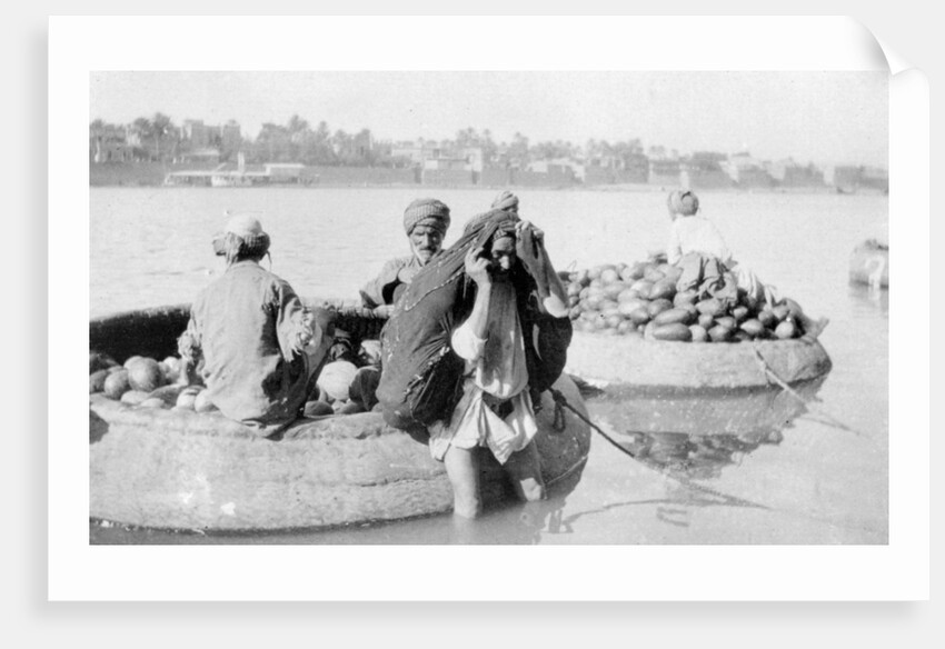 River craft laden with melons, Tigris River by Anonymous