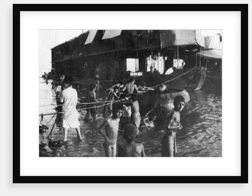 Two decker barge used to move British troops up the Tigris from Amarah to Baghdad by Anonymous