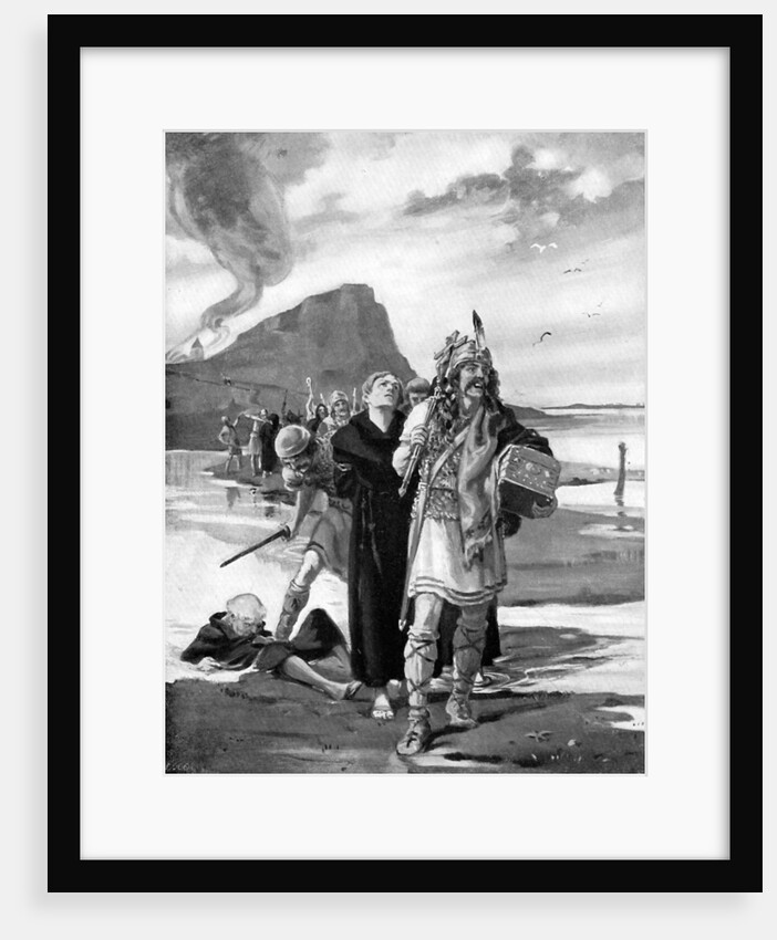 The plunder of Lindisfarne, Northumberland, 793 AD by Margaret Dovaston