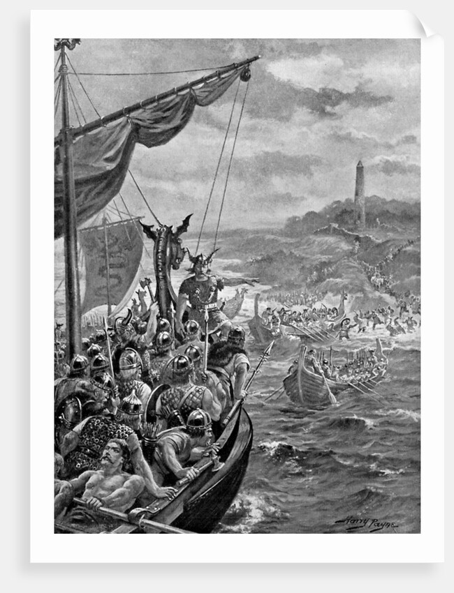An attack of the Danes on Ireland, 9th century AD by Henry Payne