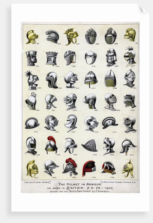The helmet in armour as worn in Britain from 78 AD to 1901 by F Stansell
