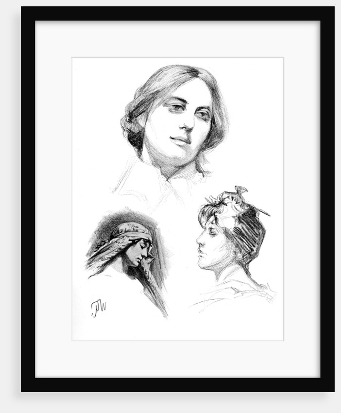 Pencil studies of three women by W Gulzow