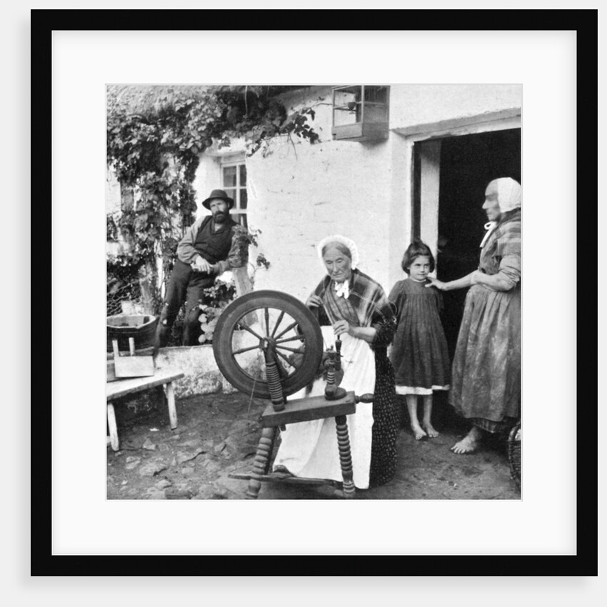 Spinning wool yarn, Cliffony, Sligo by R Welch