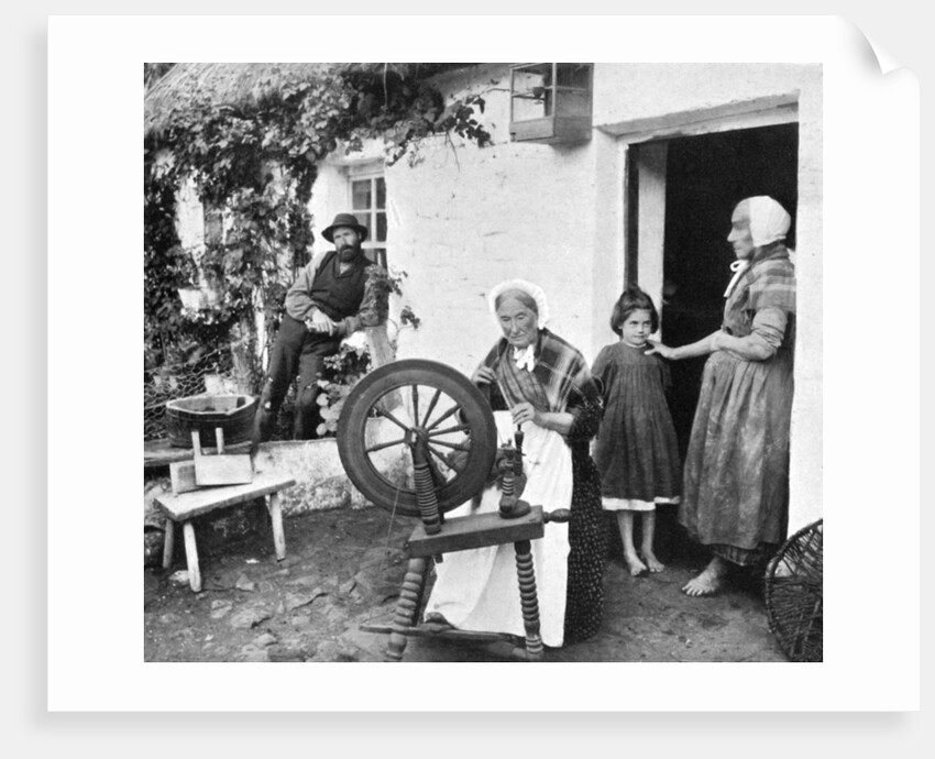 Spinning wool yarn, Cliffony, Sligo by R Welch