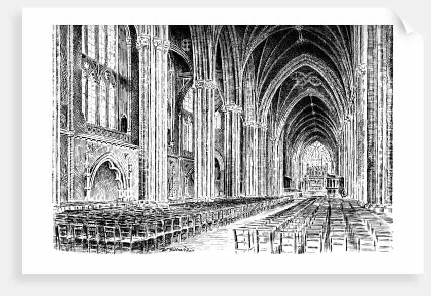 Interior of Bristol Cathedral by W Gilliard