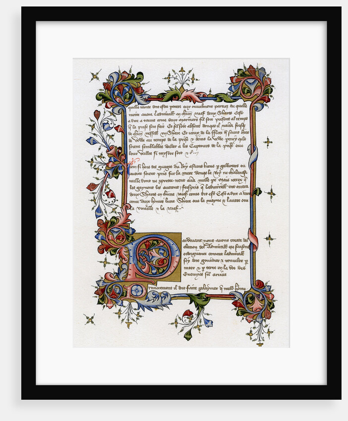 Text page with illuminated initial letter by Anonymous