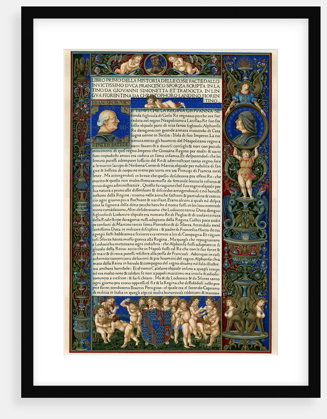 Text page with portraits of Francesco Sforza by Anonymous