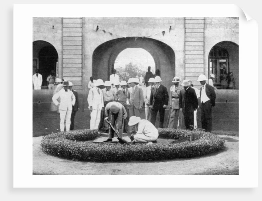 The Prince of Wales planting a tree at the Kumasi Church College, Ghana by Anonymous