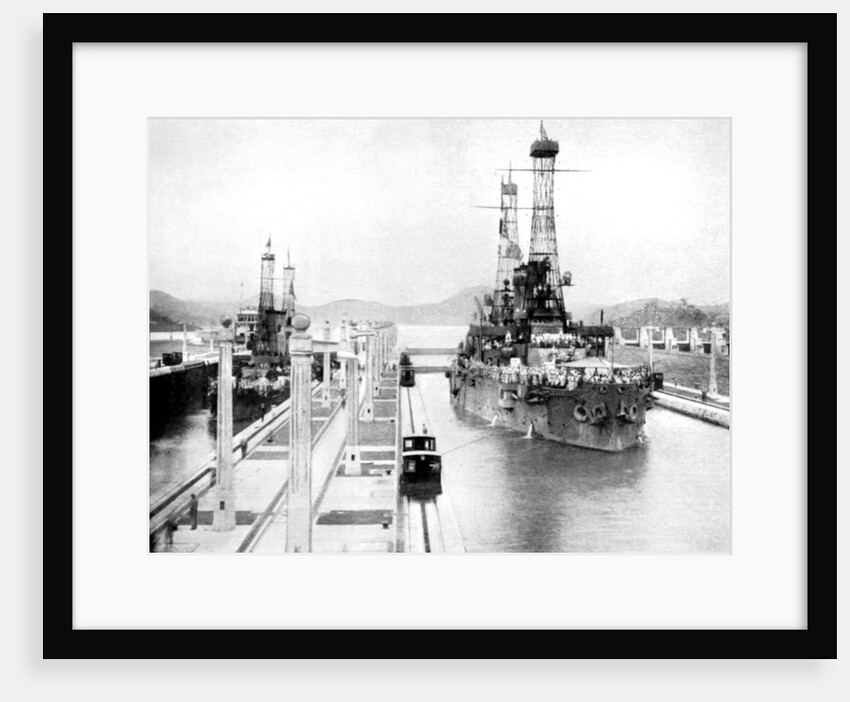 United States Men-Of-War passing through a lock, Panama Canal, Panama by Anonymous