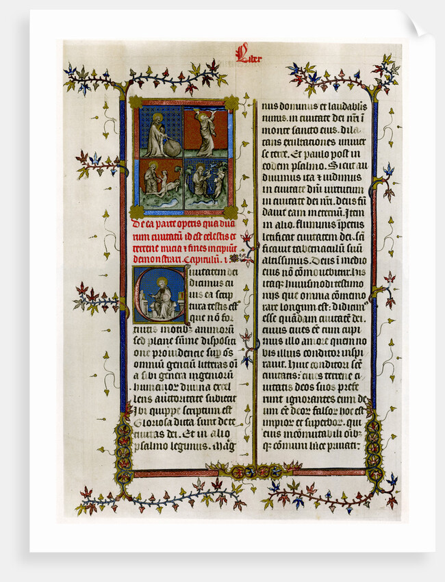 Text page with biblical scenes by Anonymous