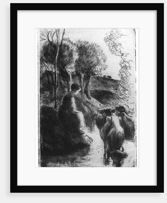 'Vachere au Bord de L'eau', (Cowherd beside Water) by Camille Pissarro