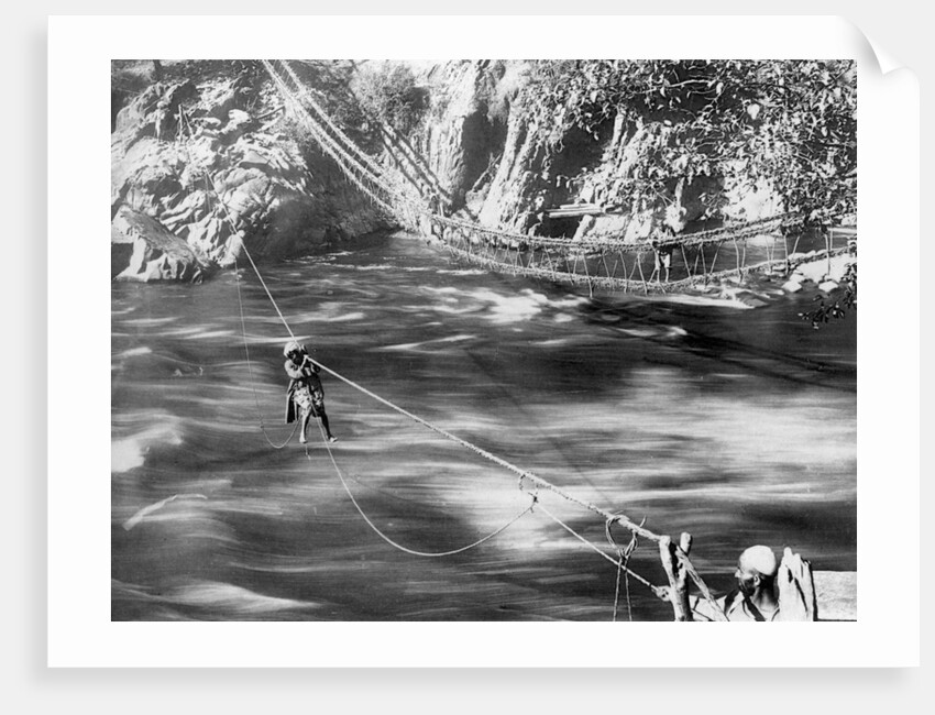 Rope bridge, Jhelum Valley, Kashmir, India by F Bremner