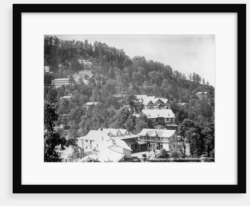 'Elysium Hotel, houses on the nothern slopes of Jakko', Shimla, India by Anonymous