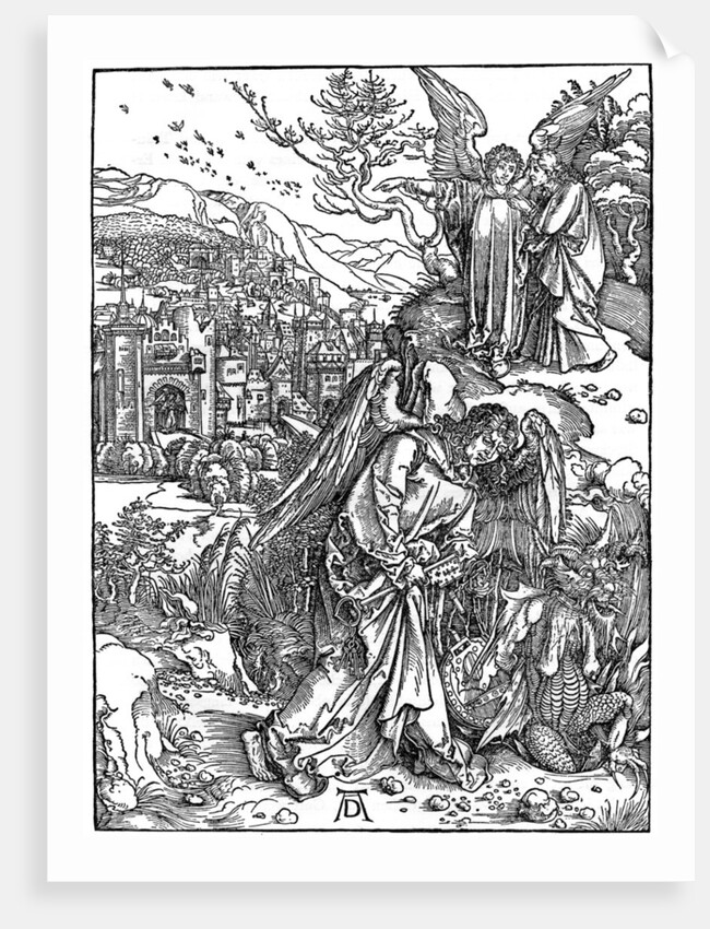 The angel holding the keys of the abyss by Albrecht Dürer