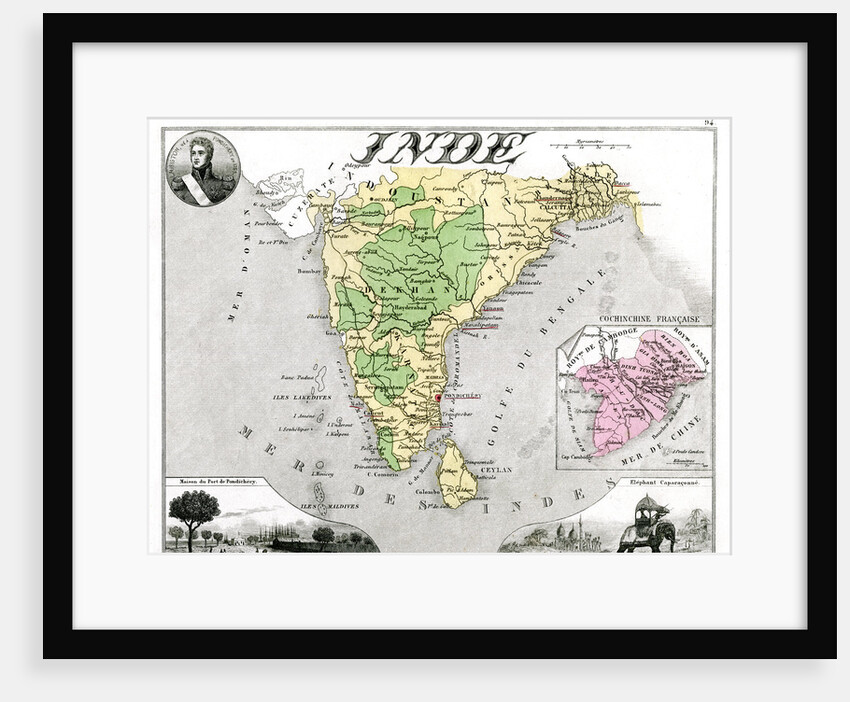 Map of French-occupied India by Edmond Dyonnet
