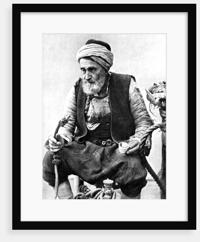 A peasant drinking coffee and smoking a huqqah, Izmir, Turkey by Anonymous