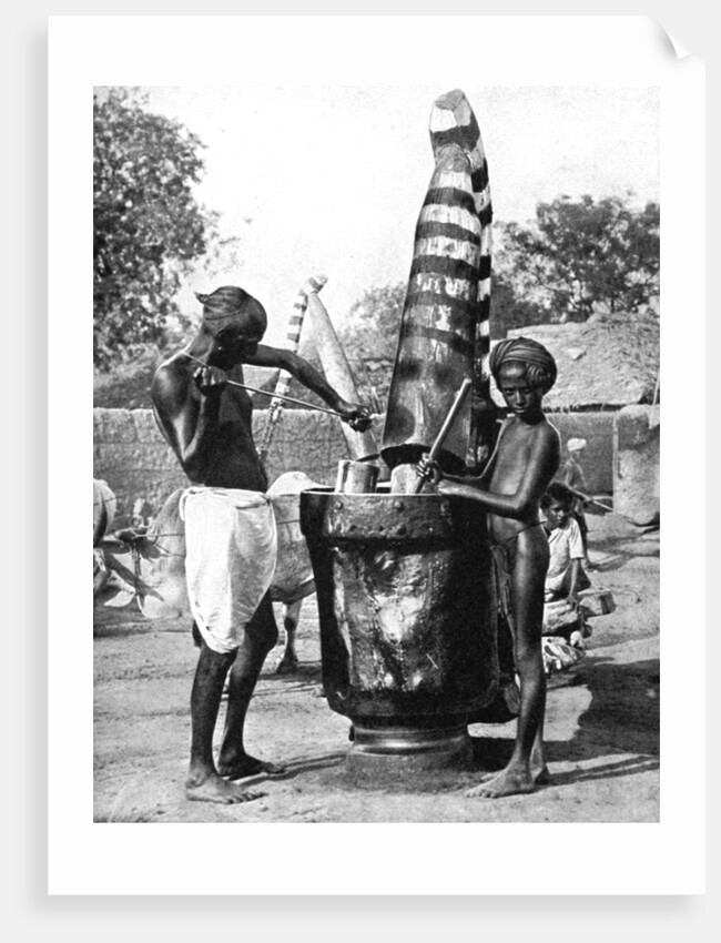 Sesame mill painted in honour of a Hindu goddess, India by Ewing Galloway