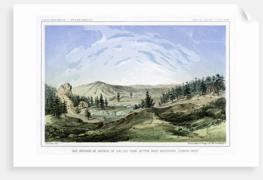 Hot Springs at their source in Lou Lou Fork, Bitterroot Mountains, Montana, USA by John Mix Stanley