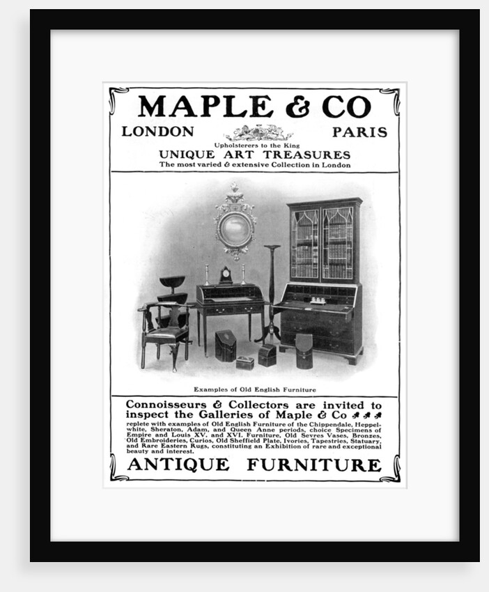 Advertisement for Maple & Co of London, sellers of antique furniture by Anonymous