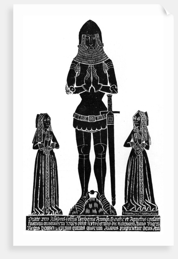 Rubbing of a medieval engraved brass by Anonymous