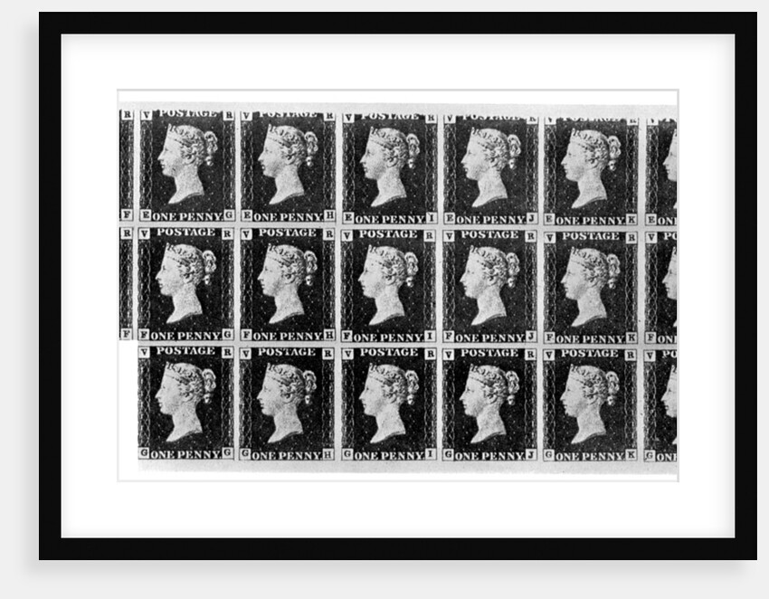 Block of twenty 'Penny Black' stamps by Anonymous