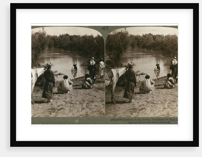 Baptising in the River Jordan, Palestine by Underwood & Underwood