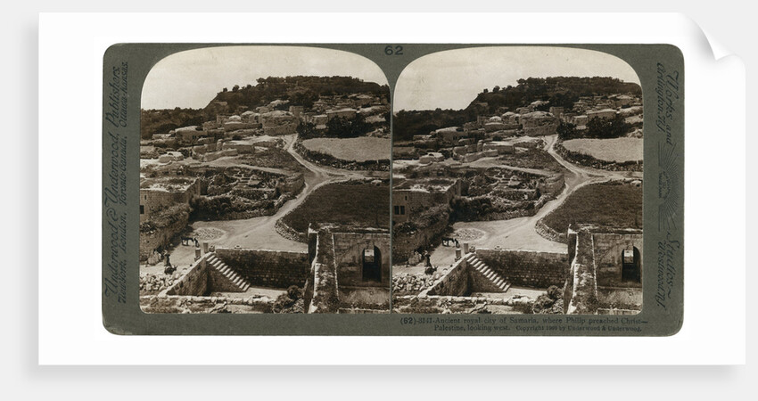 Ancient royal city of Samaria, where Philip preached Christ, looking west, Palestine by Underwood & Underwood