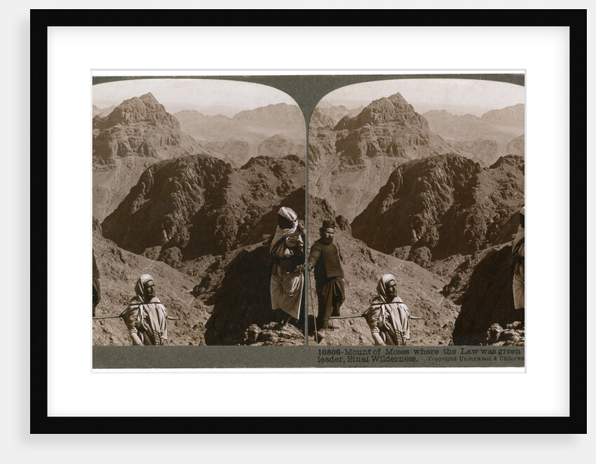 Mount of Moses, where the law was given to Israel's leader, the Sinai wilderness by Underwood & Underwood