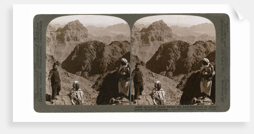 Mount of Moses, where the law was given to Israel's leader, the Sinai wilderness by Underwood & Underwood