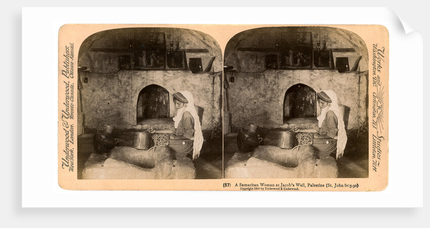 A Samaritan woman at Jacob's Well, Palestine by Underwood & Underwood