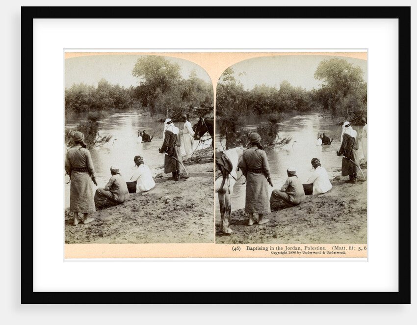 Baptising in the River Jordan, Palestine by Underwood & Underwood