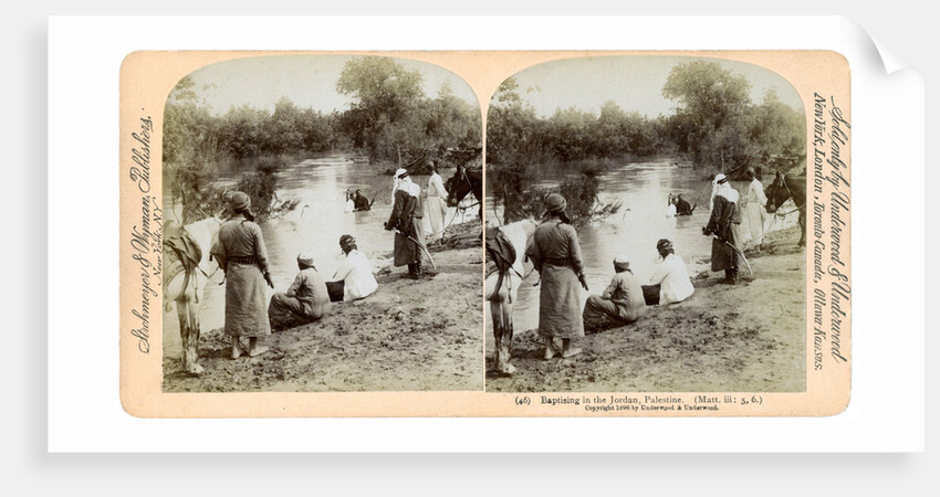 Baptising in the River Jordan, Palestine by Underwood & Underwood