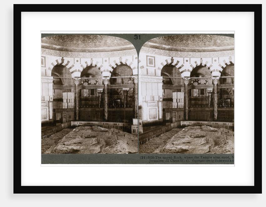 The sacred rock, where the Temple Alter stood, Mount Moriah, Jerusalem, Palestine by Underwood & Underwood