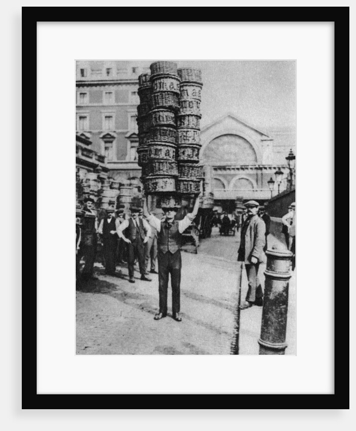 A man carrying many baskets on his head, Covent Garden, London by Anonymous