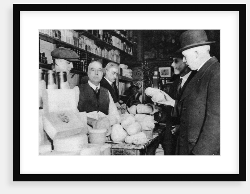 A customer inspects a haggis, London by Anonymous