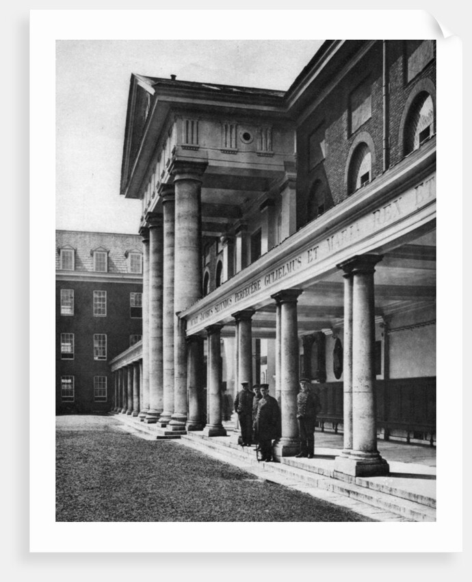 Pensioners in the great quadrangle of Chelsea Royal Hospital, London by Taylor