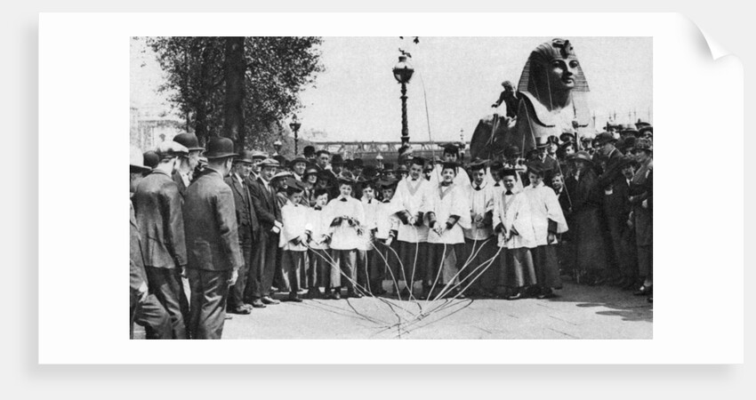 Choirboys of St Clement Danes beating the boundary-marks with long wands, London by Anonymous