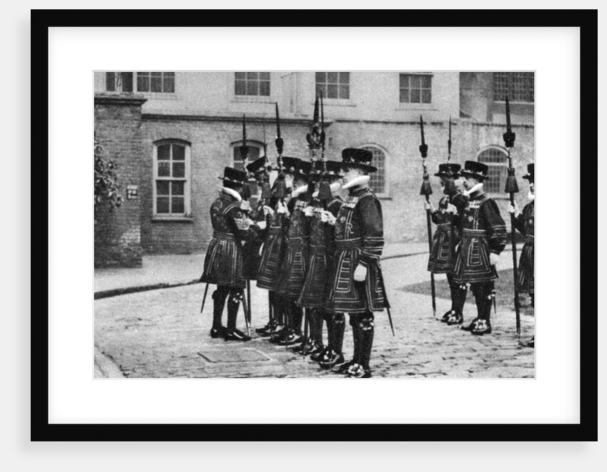 Yeomen Warders on parade at the Tower of London by Anonymous
