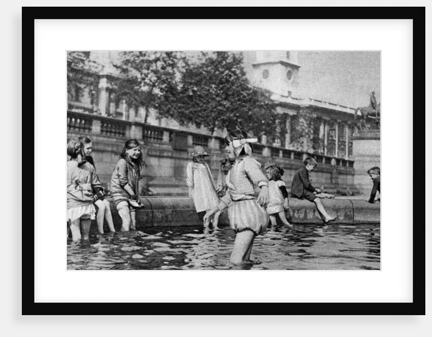 Children paddling in the fountains at Trafalgar Square, London by Whiffin