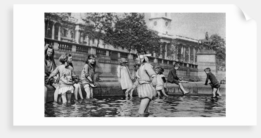 Children paddling in the fountains at Trafalgar Square, London by Whiffin