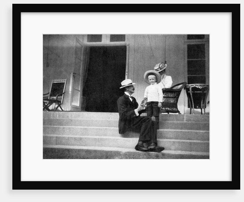 King Haakon VII of Norway, his son Olav and Princess Victoria at Bygdøy, Norway by Queen Alexandra