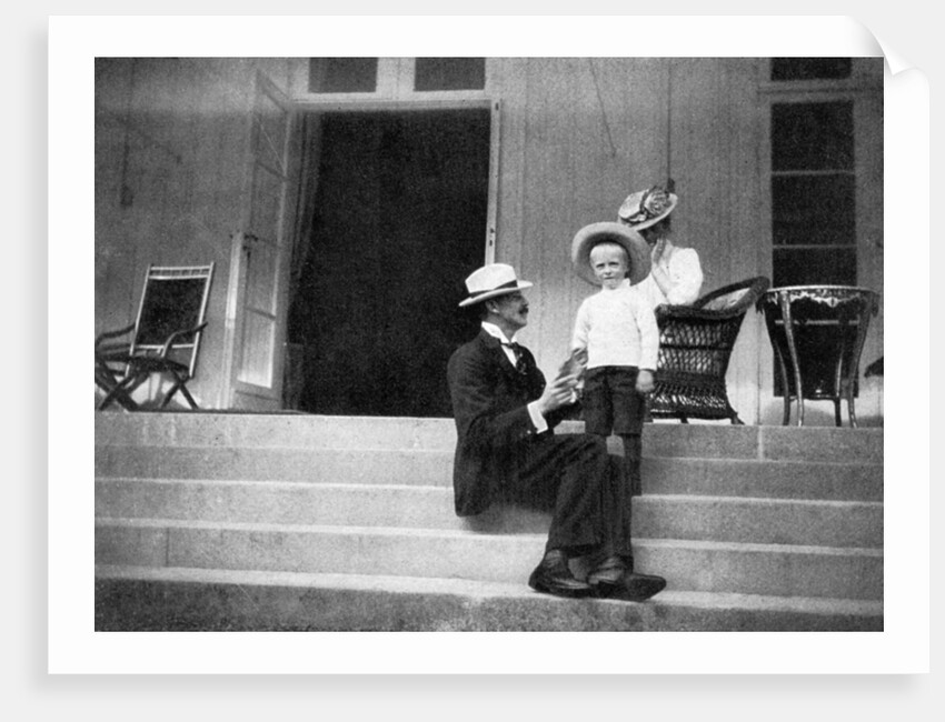 King Haakon VII of Norway, his son Olav and Princess Victoria at Bygdøy, Norway by Queen Alexandra