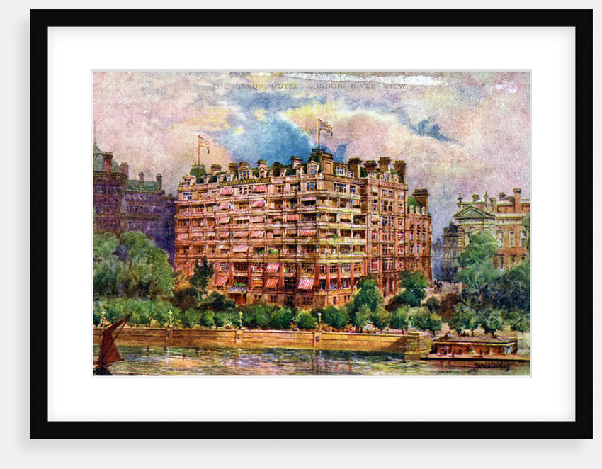 The Savoy Hotel as seen from the River Thames, London by William Harold Oakley