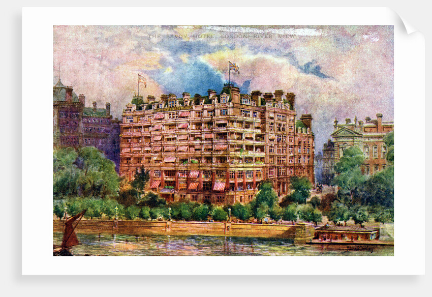 The Savoy Hotel as seen from the River Thames, London by William Harold Oakley