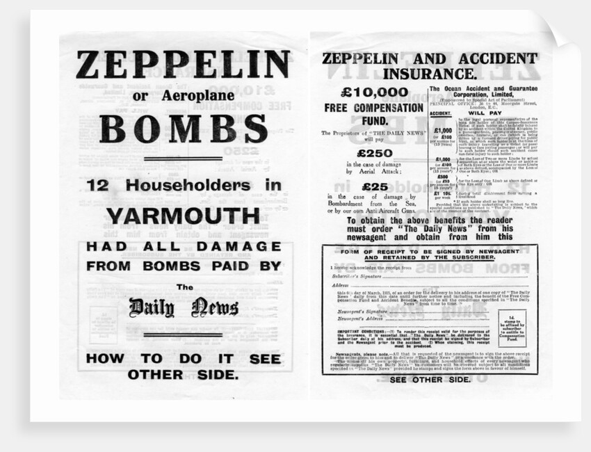 Zeppelin and accident insurance advertisement by Anonymous
