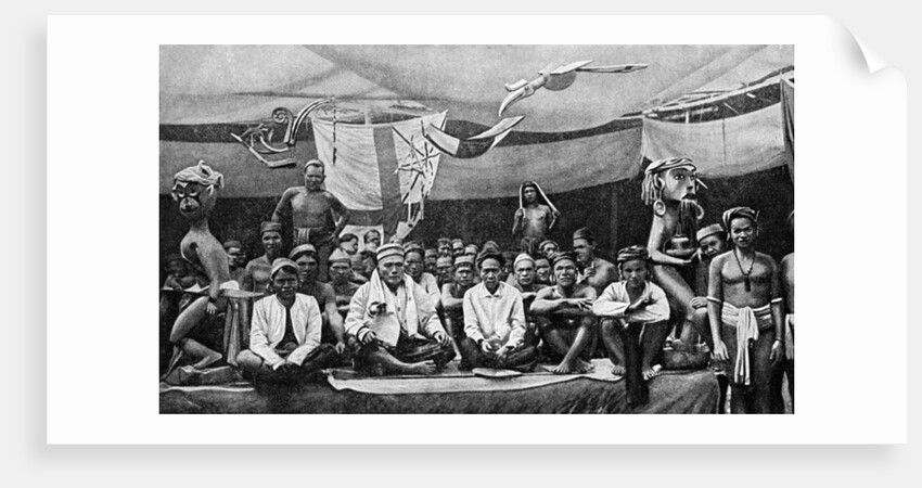 Traditional enemies assembled at a peace conference in Claudetown, Sarawak by Dr Charles Hose
